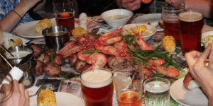 spot prawn boil